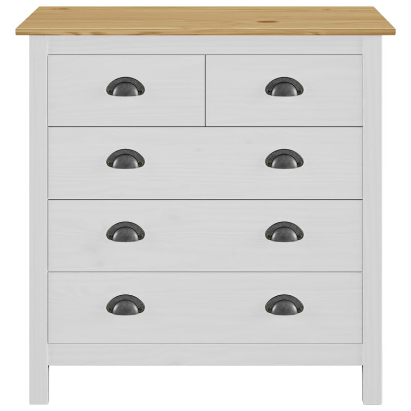 Millwood 79cm W 5 - Drawer Chest of Drawers, Honey Brown/White