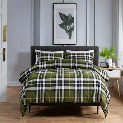 Cotton Chequered Duvet Cover Set with Pillowcases