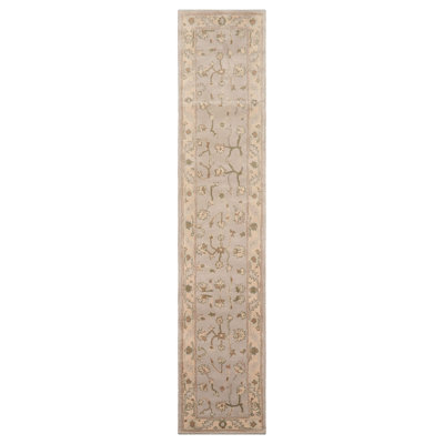 Traditional Geometric Wool Oriental Area Rug in Multi Sizes Gray Hand Tufted