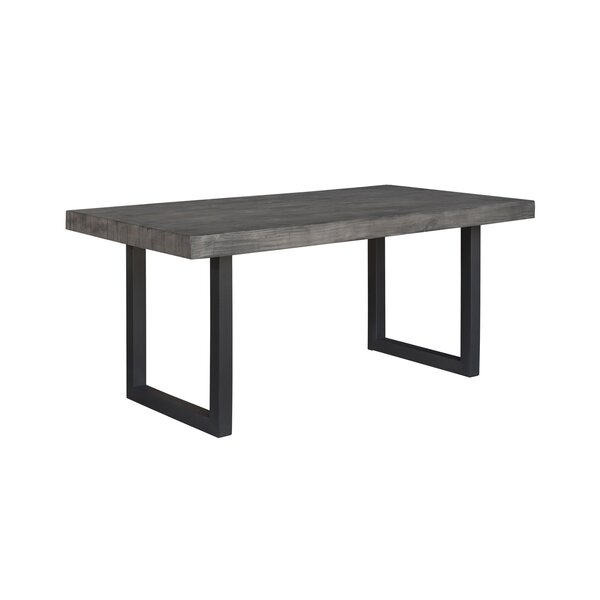 17 Stories Solid Wood Top Metal Base Dining Table | Wayfair