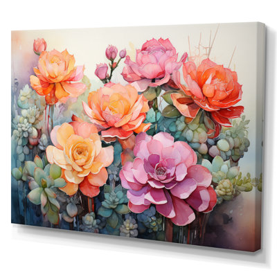 Acrylique multicolore IV - impression de cactus vert pêche - reproduction