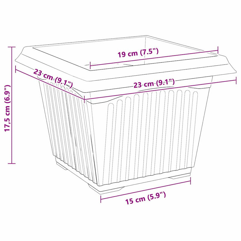 Planter, 17.5cm H x 23cm W x 23cm D, Brick Red, 6