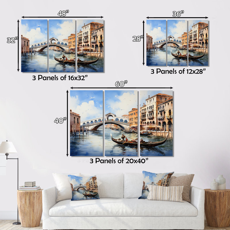 Italie, pont du Rialto Ponte I - Italie, art mural, 12" H x 20" W, Cadre flottant brun
