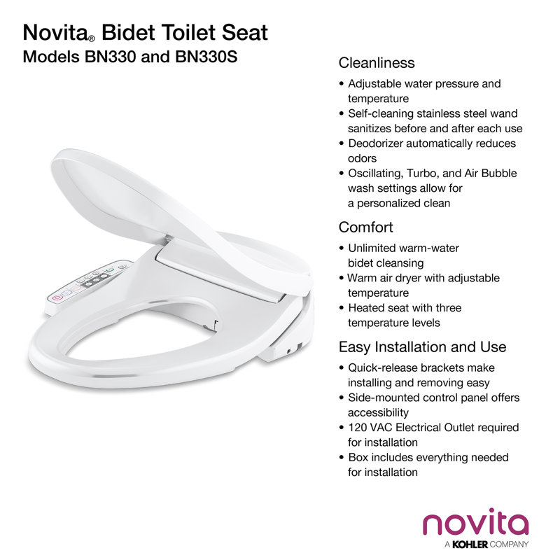 Kohler Novita Round-front Cleansing Toilet Seat White