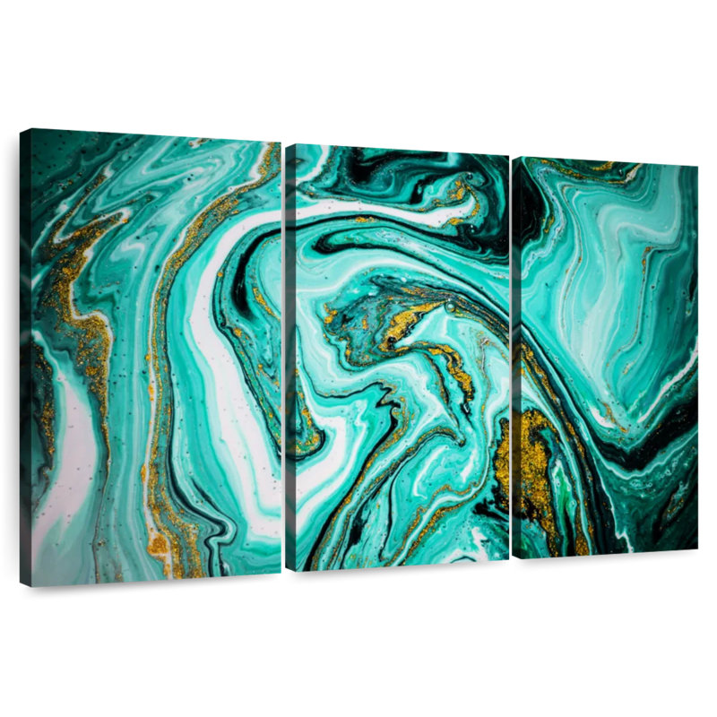Avery Teal Marble Abstract, 32" H x 50" W