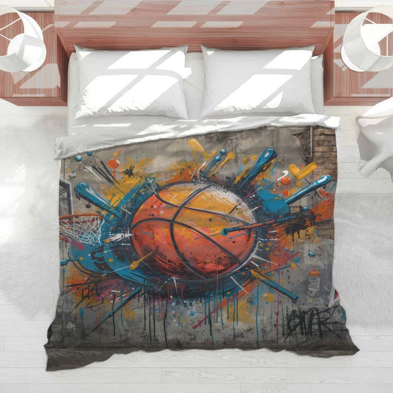 Graffiti Basketball Art Comforter, Twin
