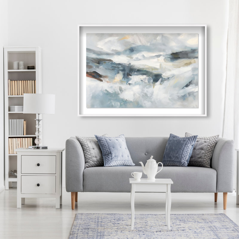 Azule Capri Shadowbox Abstract Print by Oliver Gal, Black Frame, 15 x 10, 37.5"H x 55.5"W, White Frame