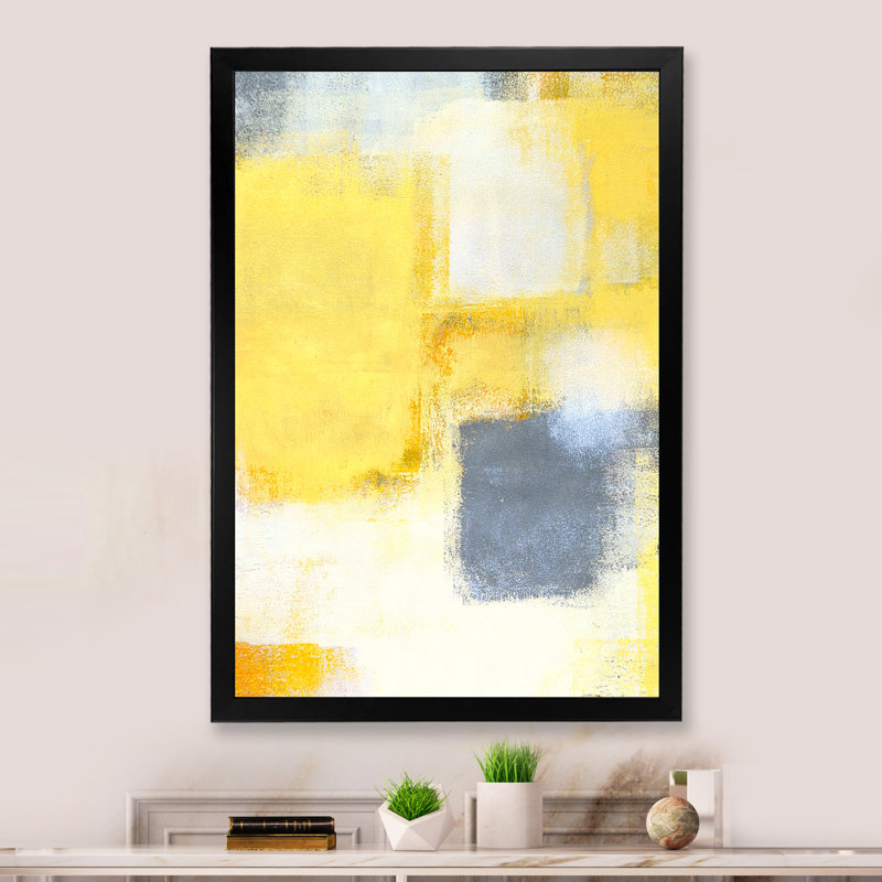 Art moderne gris et bleu II 2FDP47771, Toile avec cadre noir, H 20 po x l 12 po x P 1 po