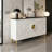 Modern Luxury 63'' White Sunburst Carved Sideboard with Faux Marble Top, 4-Door Storage Cabinet with Gold Handles & Soft-Close Hinges, Buffet Console for Dining Room Entryway Living Room-298871423