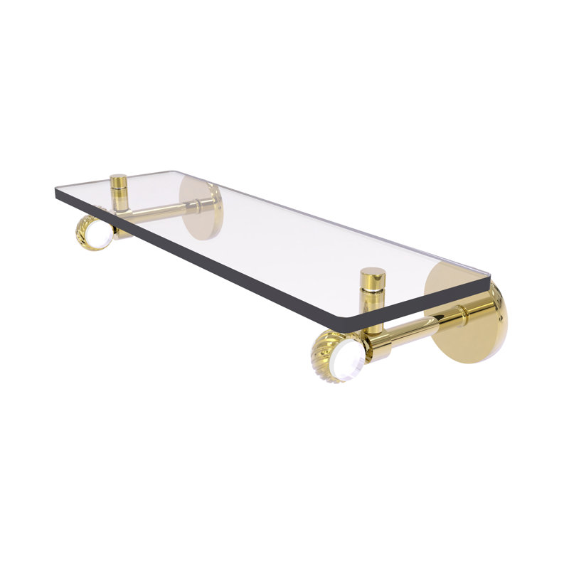 Tablette murale en verre Margolis, Laiton non laqué, H 3,3 po x l 22 po x P 5,65 po