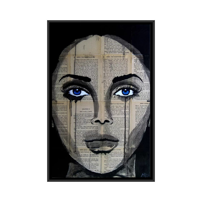 «Eyes», impression sur toile tendue, H 26 po x l 18 po x P 1,5 po, Toile avec cadre noir, Pas de tapis