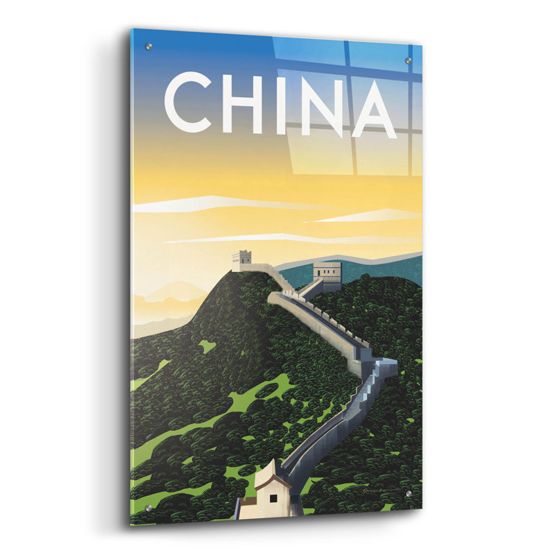  «China» par Omar Escalante, art mural en verre acrylique, 16 po x 24 po, H 36 po x l 24 po x P 0,2 po