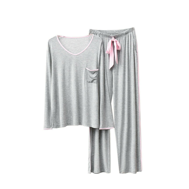 Ensemble de pyjama droit pour femme, S, Gris clair
