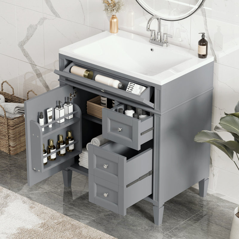 Rangement pour salle de bain Pollark, Gris, Argent