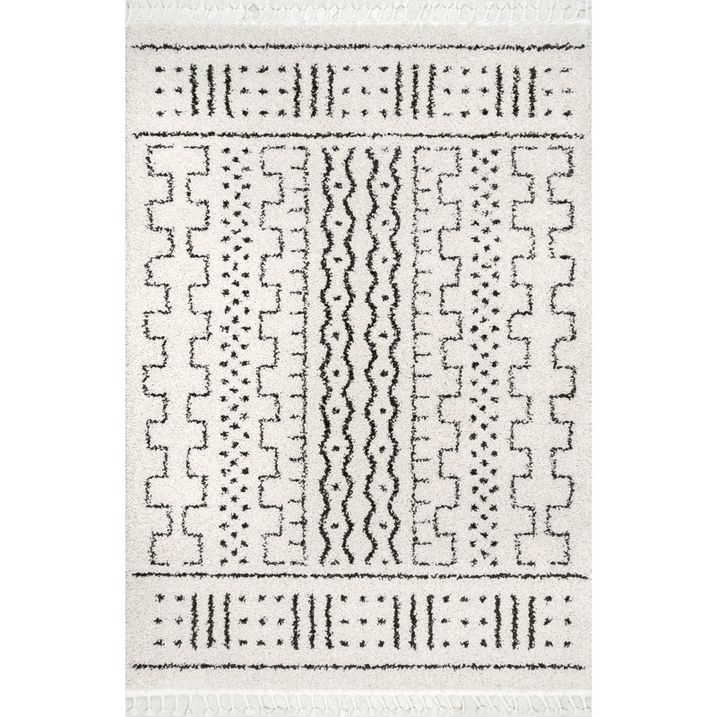 Simon Abstract White/Grey Area Rug, Rectangle 4' x 6'