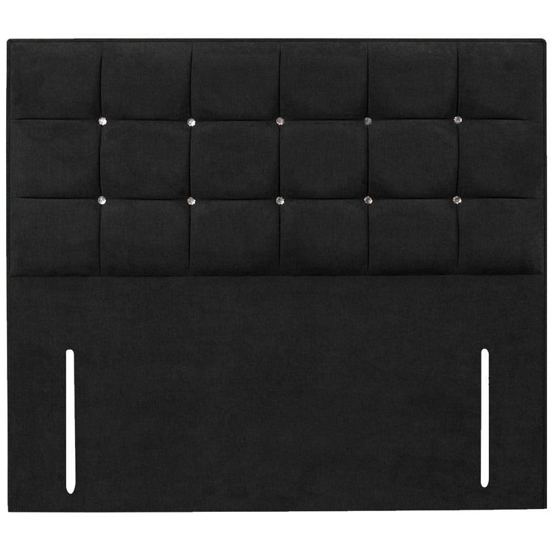 Glamour Upholstered Headboard, Black, Double (4'6'), Velvet