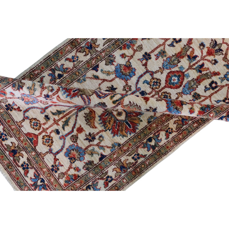 Hand Knotted Wool Area Rug in Beige