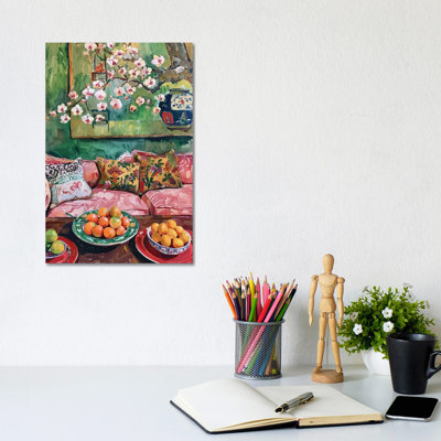«Sian Living Room With Green Walls», reproduction d'art sur toile tendue