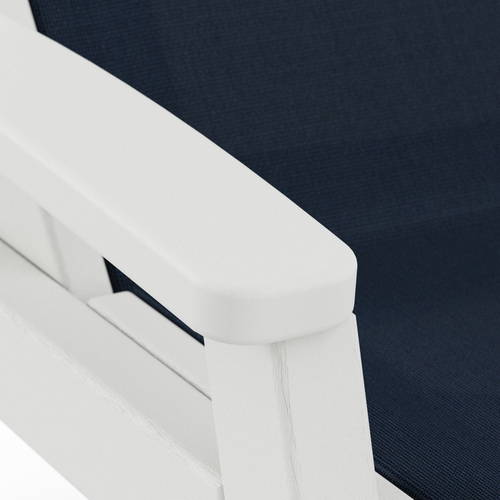 POLYWOOD® Coastal 28" Patio Chaise Lounge, White, Navy Blue