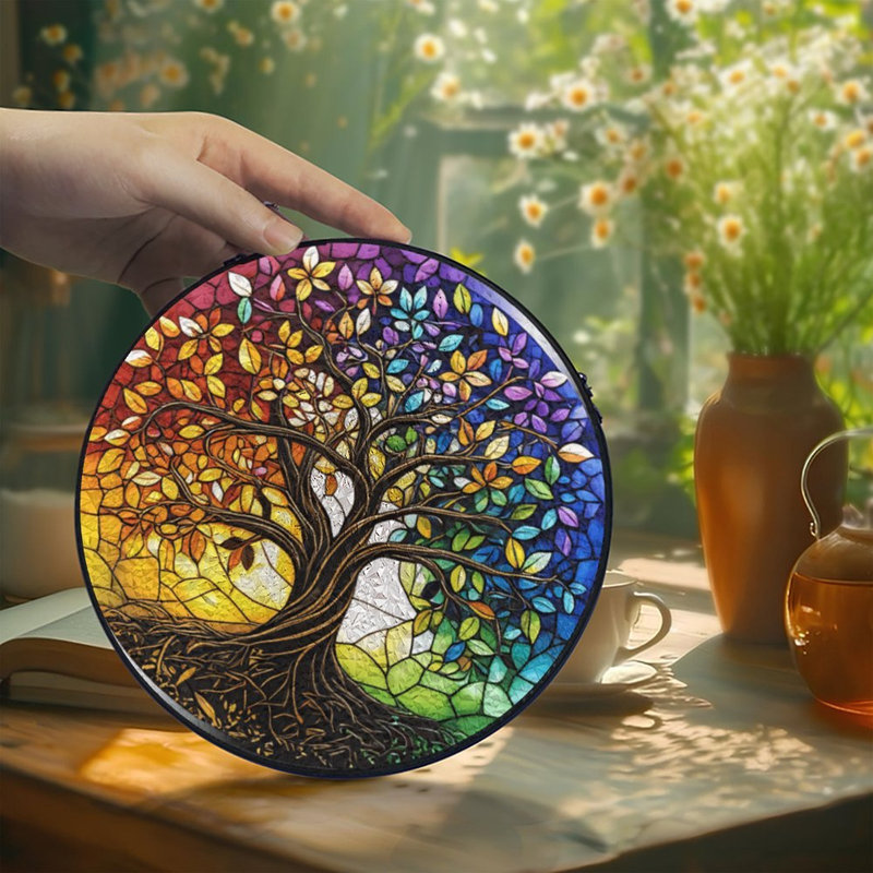 Vitrail coloré pour vitrail arbre de vie, 6.3x6.3in(16x16cm)