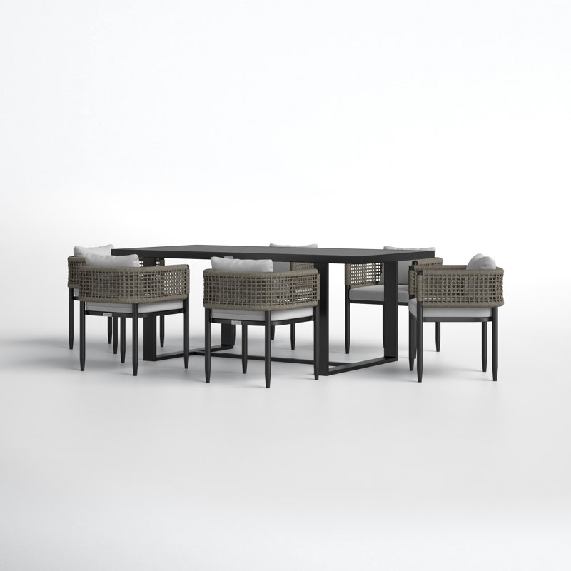 Scotia 79'' Rectangular Outdoor Dining Set with Cushions, 6