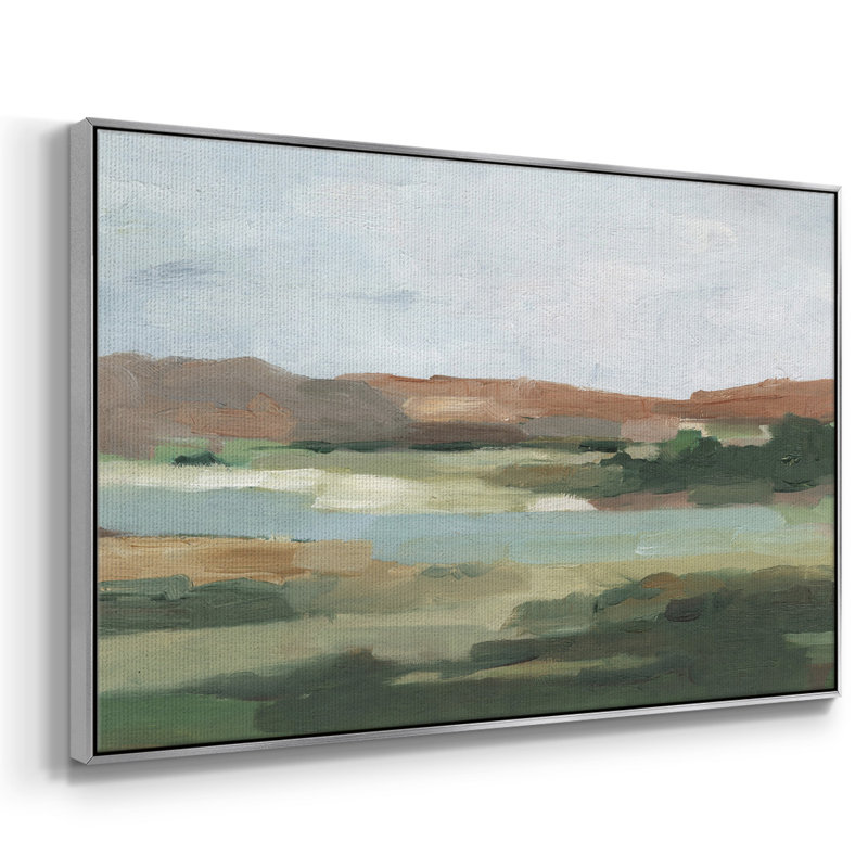 Autumn River Crossing I, reproduction d'art sur toile, Toile argentée avec cadre flottant, H 25 po x l 37 po x P 2 po