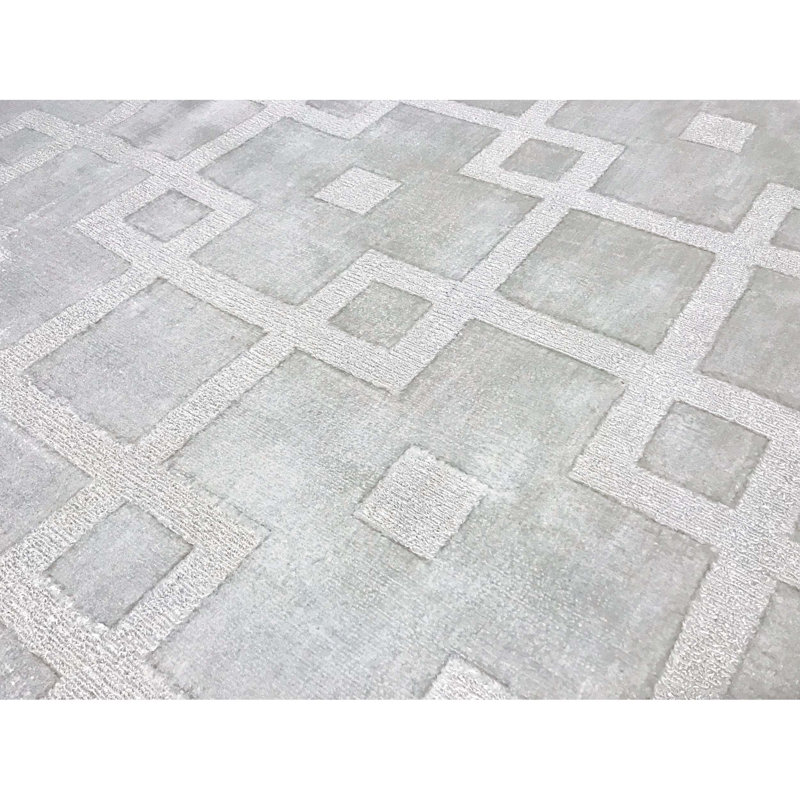 Tapis ivoire noué à la main de haute qualité, Rectangle 8 pi 9 po x 11 pi 9 po