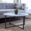 Table basse ronde moderne grise - 32 po de diamètre, pieds en X, plateau en stratifié lisse-97875655-97875656