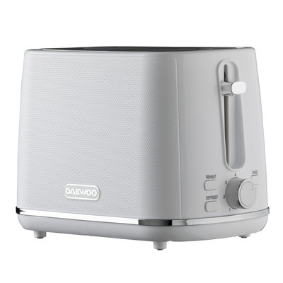 Daewoo Stirling 2 Slice Toaster 7 Browning Settings Reheat Defrost Self Centering White