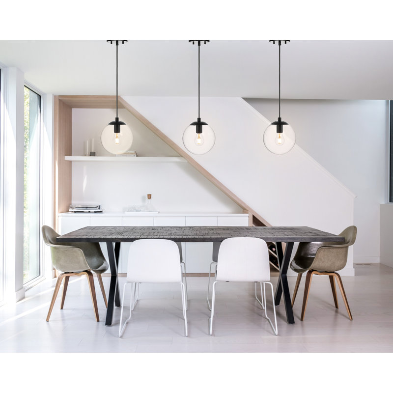 Matte Black Globe Pendant Light with Clear Glass Shade
