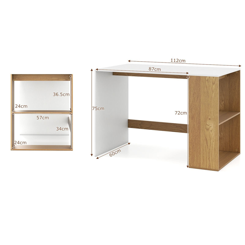 Computer Desk, White & Natural