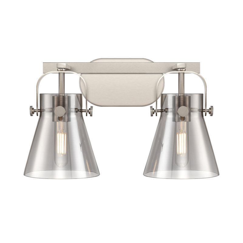Éclairage pour meuble-lavabo mural 6 po 2 lumières Sidman, Fumée, Nickel satiné, Deux lumières