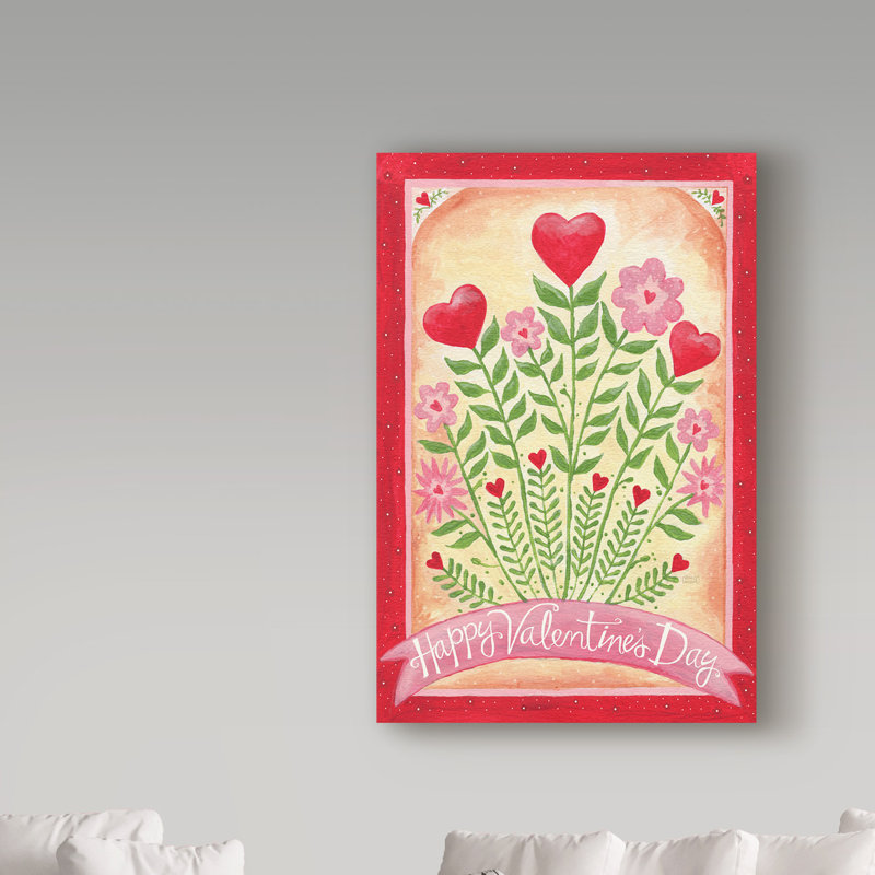« valentines day happy fleurs », reproduction d’impression sur toile tendue, H 19 po x l 12 po x P 2 po
