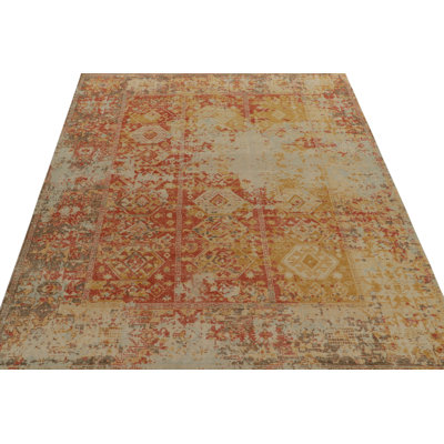 Distressed Homage Hand Knotted Wool Geometric Area Rug