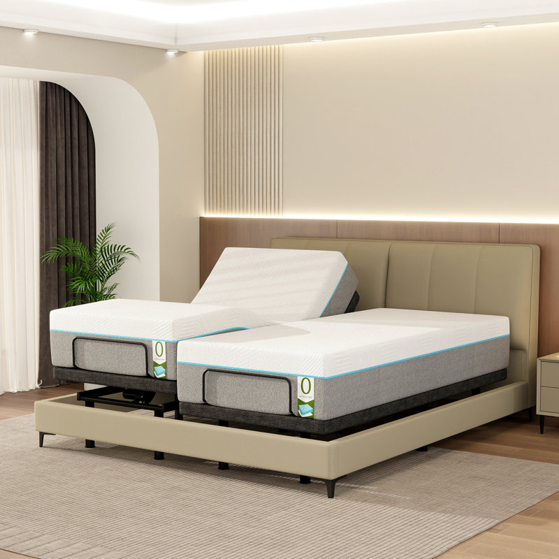 Alwyn Home Sale Adjustable Bed with 12" Memory Foam Mattress - Wireless Remote & Massage Function, Twin XL