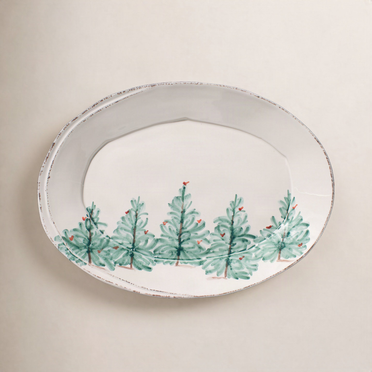 Lastra Holiday Oval Platter, 13.5" L x 10" W