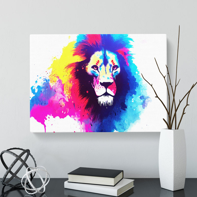 Colourful Lion Vol.2 Abstract - Wrapped Canvas, 35cm H x 50cm W x 3cm D