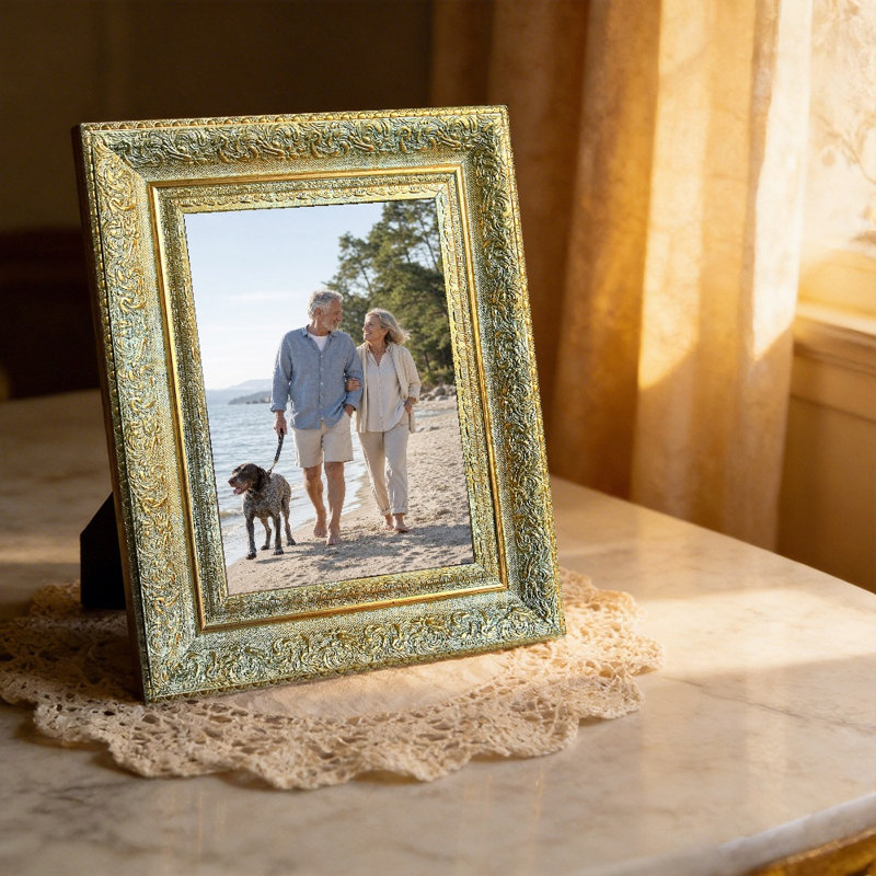 Cadre de table antique en or 1pc pour photos et cadeaux d'anniversaire 5 "x 7", Antique Gold, 1, 5" x 7"