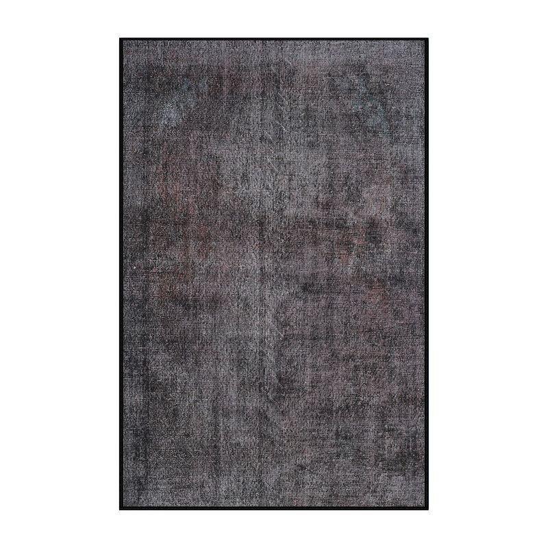 Tapis traditionnel gris foncé et noir, Rectangle 4 pi x 6 pi
