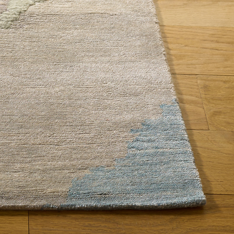 Tapis abstrait en laine, soie et coton noué à la main Saint Tropez, Rectangle 8 pi x 10 pi