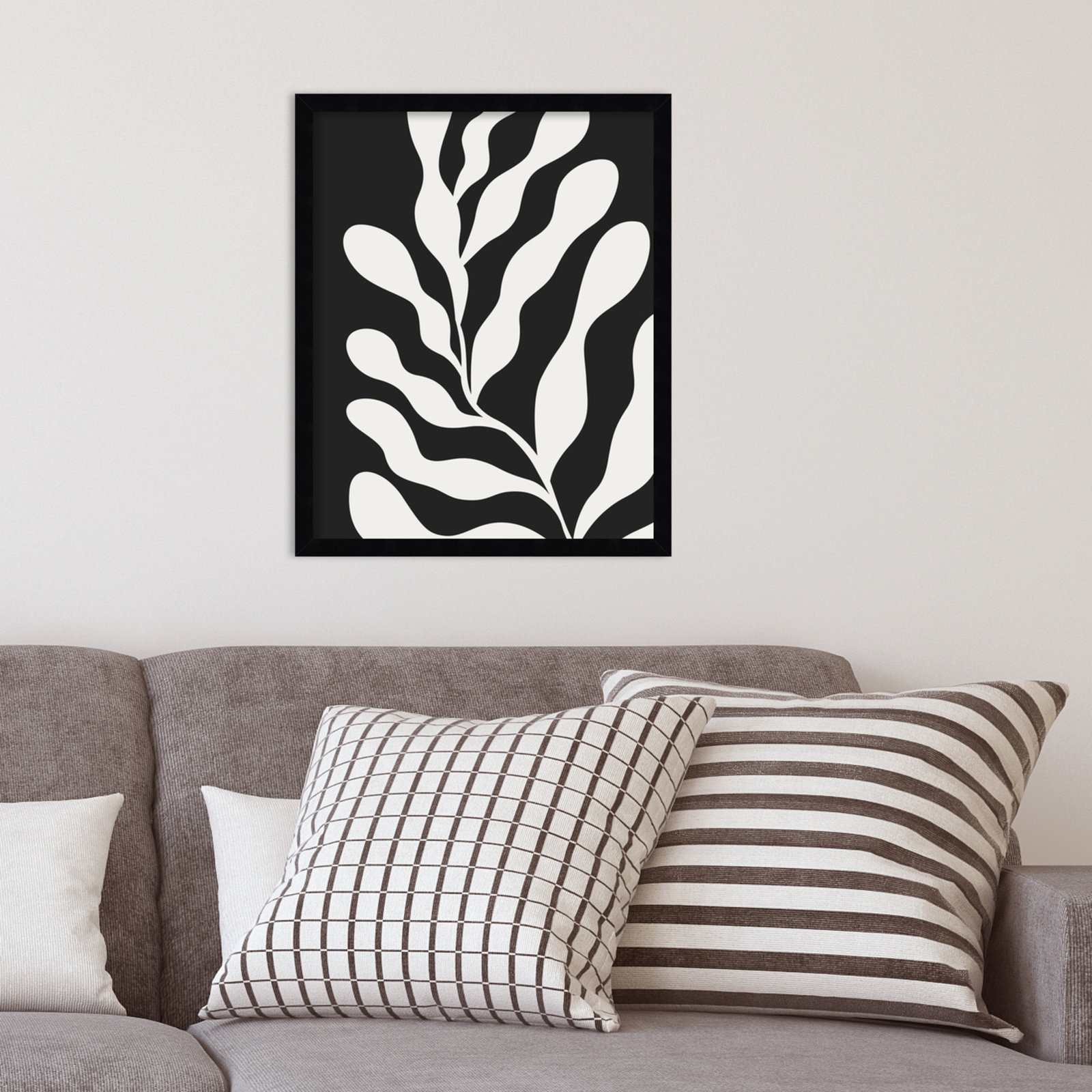 Erminia "Retro Matisse Botanical 3" Print, Black, 21" H x 17" W x 1" D