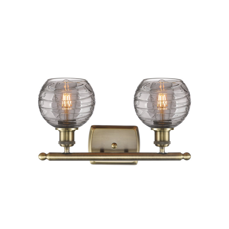 Éclairage pour meuble-lavabo à intensité variable Halvorson, Ampoule non incluse, Laiton antique, Gris fumée clair