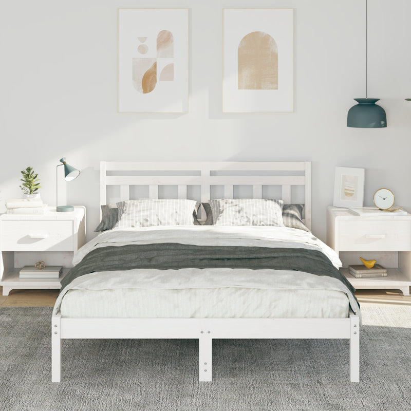 Solid Wood Bed, White