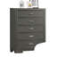 1 pièce Commode 5 tiroirs en acrylique de style contemporain avec pieds en métal gris