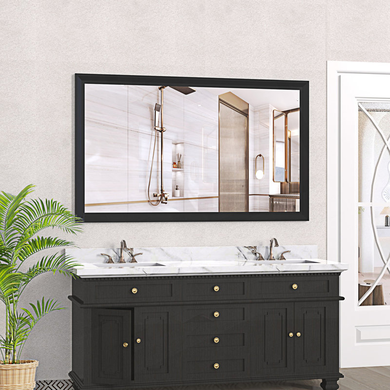 Miroir de salle de bain moderne, 36,05 po x 60,05 po , Noir