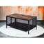 Table basse polyvalente en noir avec plateau en chêne antique et structure et table en métal, construction fonctionnelle