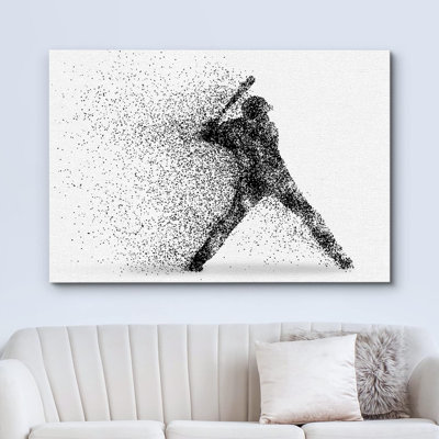 Sport " 3D Illusion Surreal Abstract Black Dot Baseball Player " Graphic Art Print