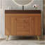 36" Modern Freestanding Bathroom Vanity With Sintered Stone Top, Ceramic Sink & Smart Storage-1093190228