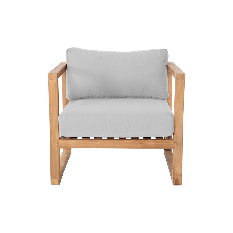 Chaise de terrasse en teck Nurein avec coussins Sunbrella, Naturel