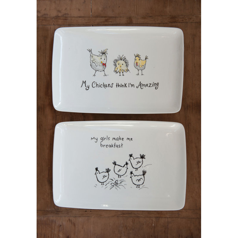 Ensemble de plateaux tropicaux 2 pièces "My Chickens Think I'm Amazing" Tropez